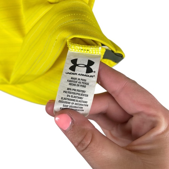 Under Armour HeatGear Yellow Striped Polo Shirt Men’s Small Loose Fit 1250196 - Picture 6 of 7
